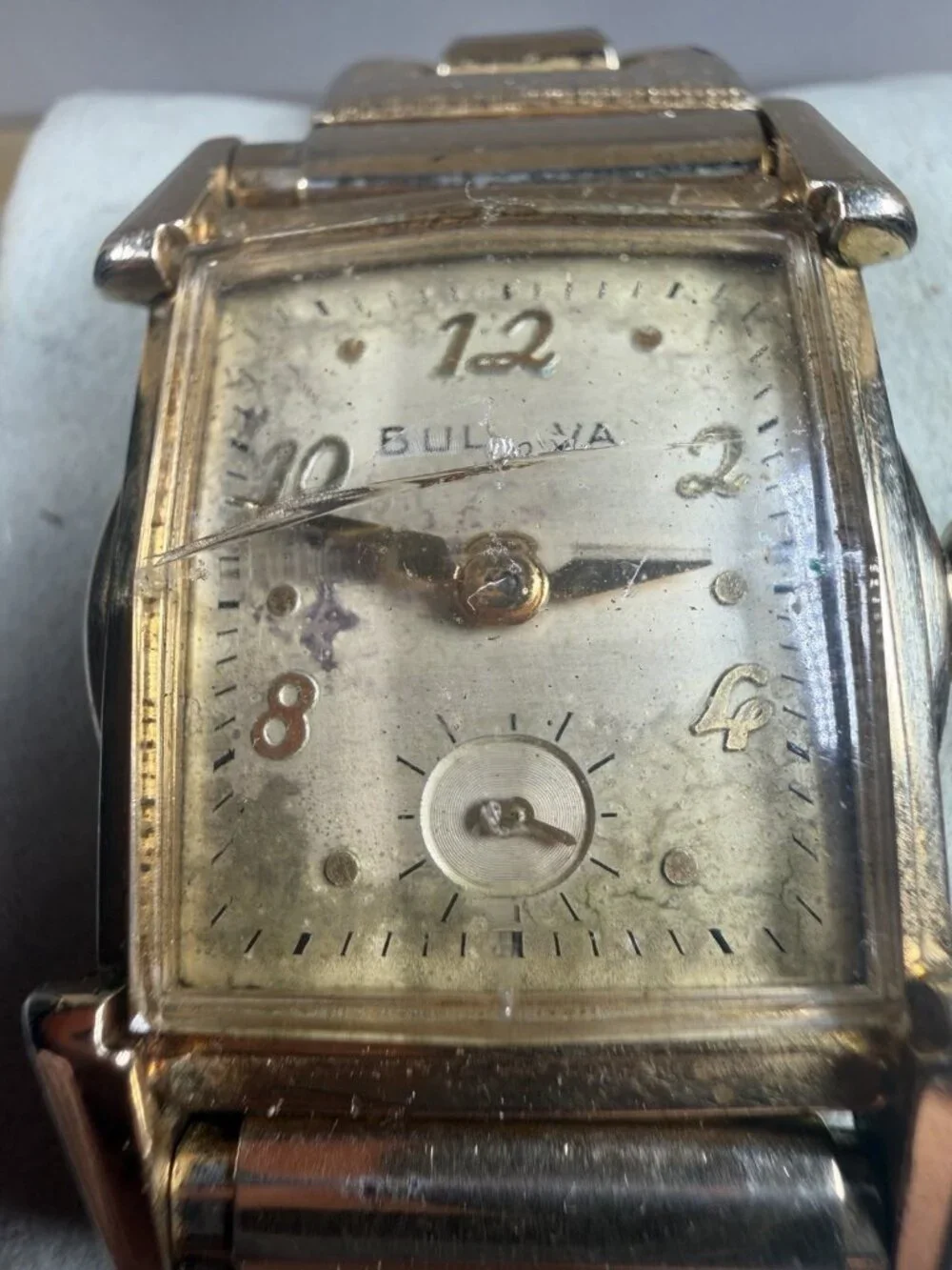 1953 Bulova L3 Curved Tank Manual Wind Wristwatch Small Seconds Runs? AS-IS VTG